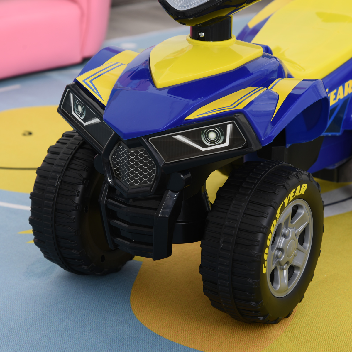 Goodyear Baby Quad Ride-On Walker w/ Lights Horn Storage 18-36 Months HOMCOM