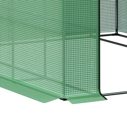 Poly Tunnel Steeple Walk in Greenhouse Removable Cover Shelves 244x180x210cm