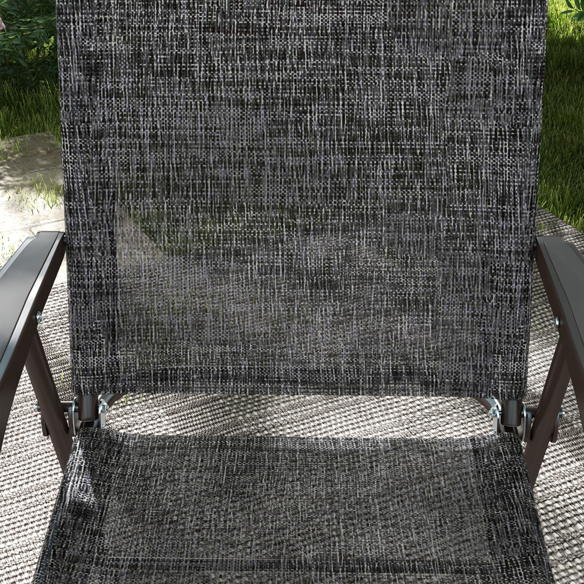 Folding Chairs Set with Armrest, Breathable Mesh Fabric Seat, Grey