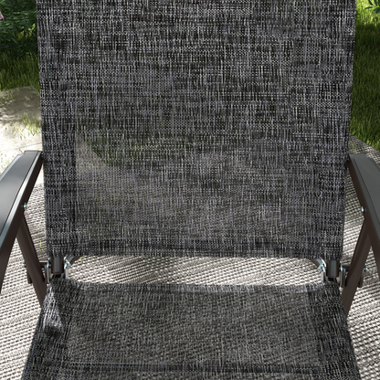 Folding Chairs Set with Armrest, Breathable Mesh Fabric Seat, Grey