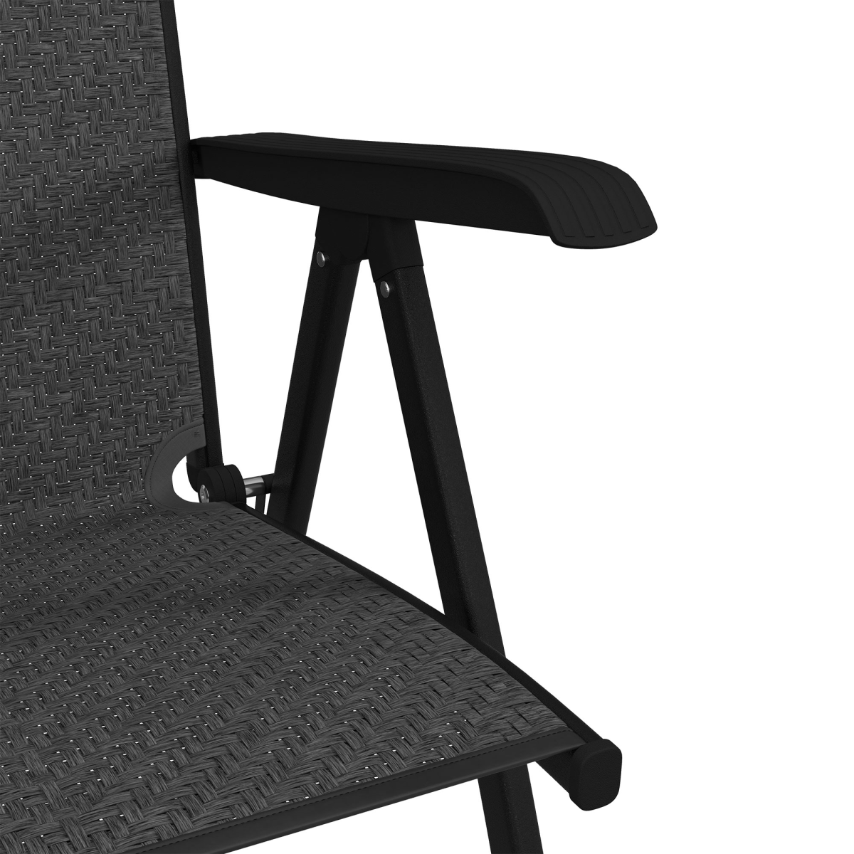 Set of 2 Outdoor Rattan Folding Chair Set w/ Adjustable Backrest Grey