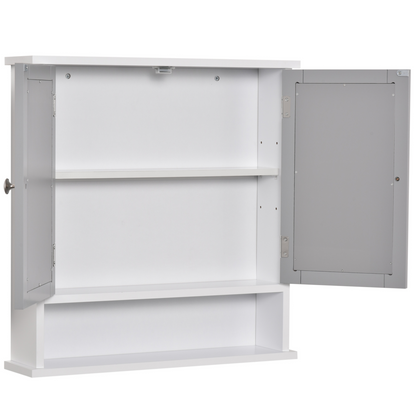 Mirror Cabinet Wall Mounted with Double Mirrored Doors, Hanging Cabinet, Grey