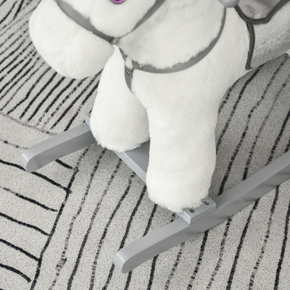 Kids Plush Ride-On Rocking Horse with Plush Toy Sound Handle Grip
