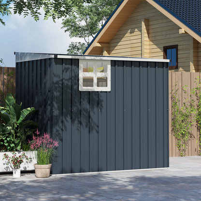 4 x 6ft Outdoor Garden Storage Shed with Window, Dark Grey