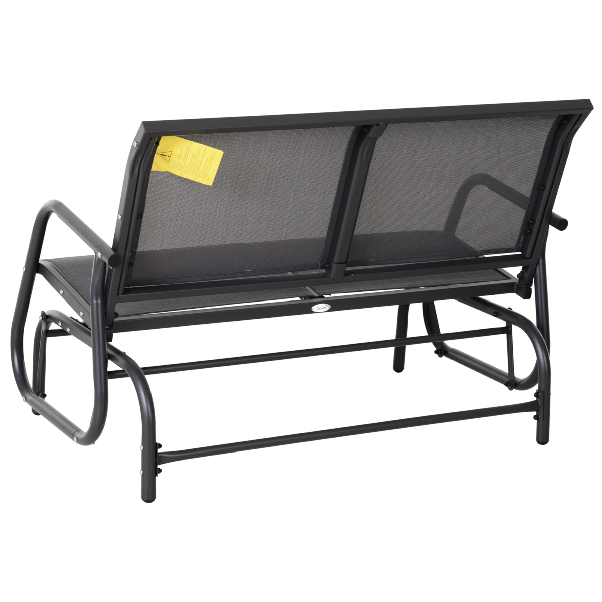 2-Person Glider Bench Patio Double Swing Gliding Chair Loveseat Grey Armrest