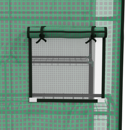 Walk-in Greenhouse Cover Replacement with Door and Mesh Windows, Green