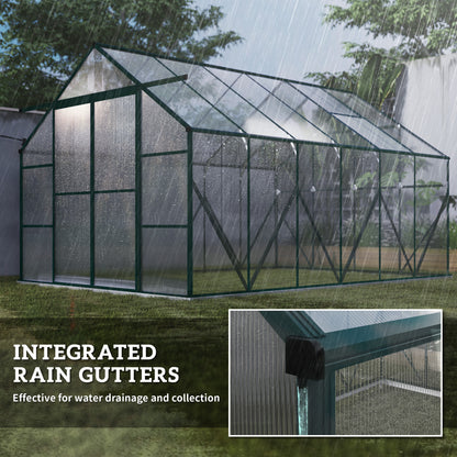 8x12ft Polycarbonate Walk-in Greenhouse Outdoor Double Sliding Door