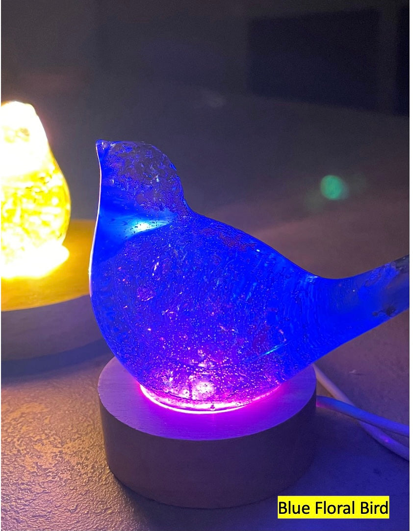 Lamp Gift Bird Pair Wooden KuKo Handmade Resin Night Light USB LED AYard