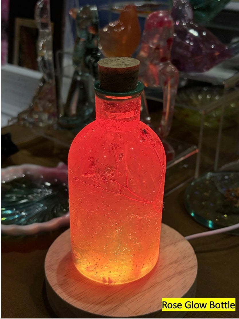 Table Lamp Light Bottle Night Floral Gift KuKo Handmade USB LED AYard