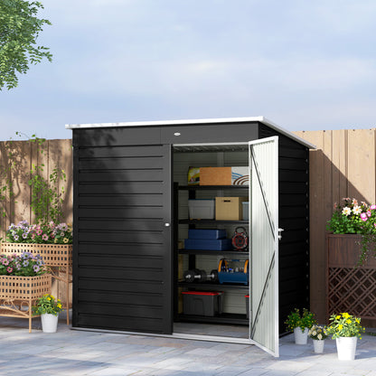 6 x 4ft Metal Garden Shed Dark Grey
