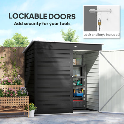 6 x 4ft Metal Garden Shed Dark Grey