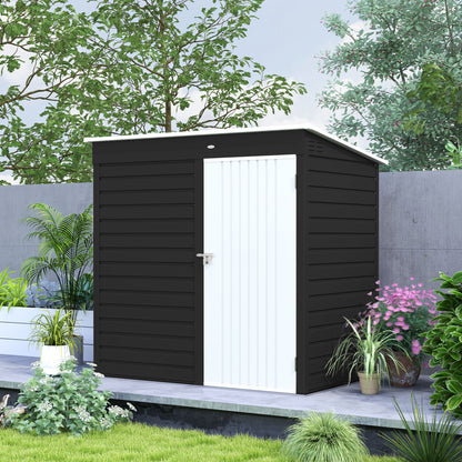 6 x 4ft Metal Garden Shed Dark Grey