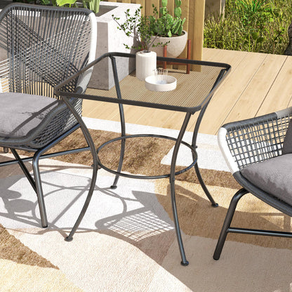 Outsunny 60 cm Square Metal table Outdoor Bistro Table Coffee Desk, Black