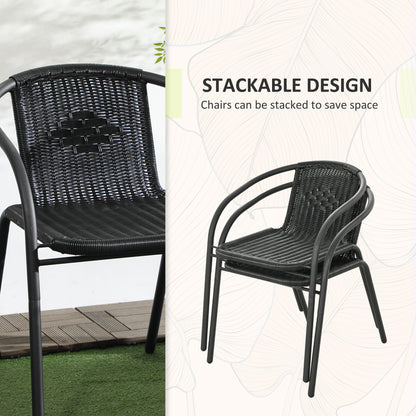 Garden Furniture Set with 2 Stackable Chairs, Black 3 Pieces