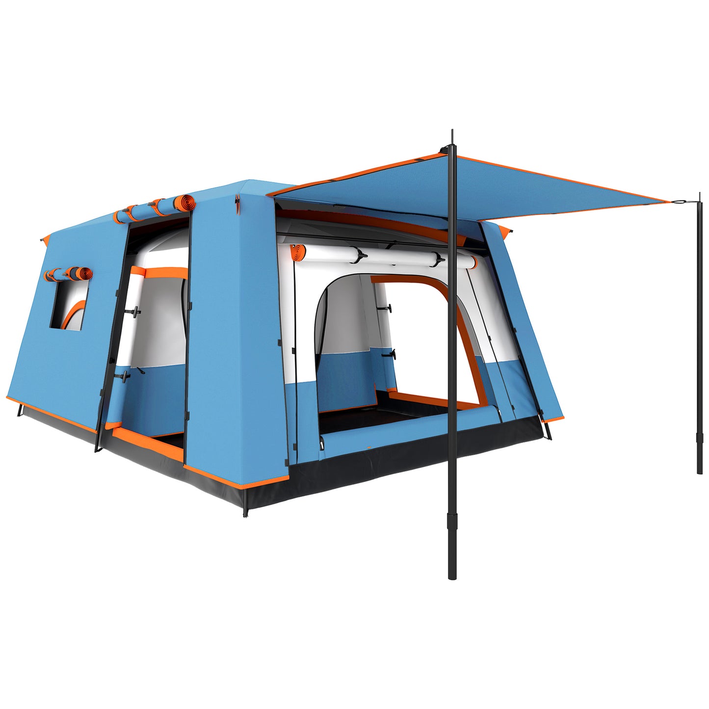 Camping Tent with 2 Bedroom, 3000mm Waterproof, Blue 4-6 Man