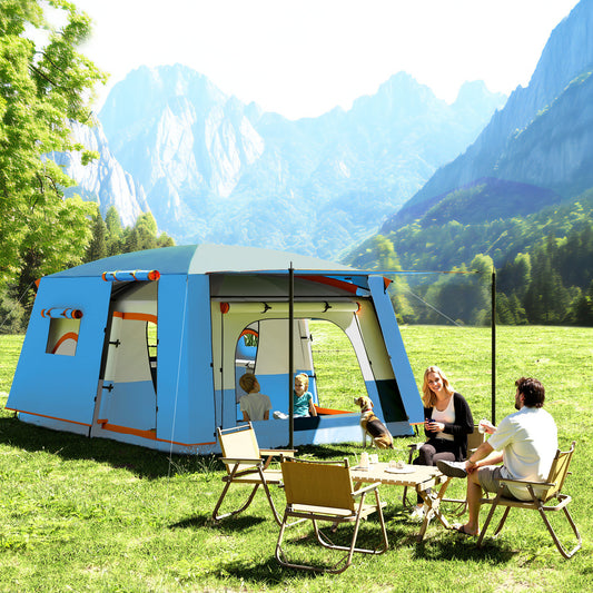 Camping Tent with 2 Bedroom, 3000mm Waterproof, Blue 4-6 Man
