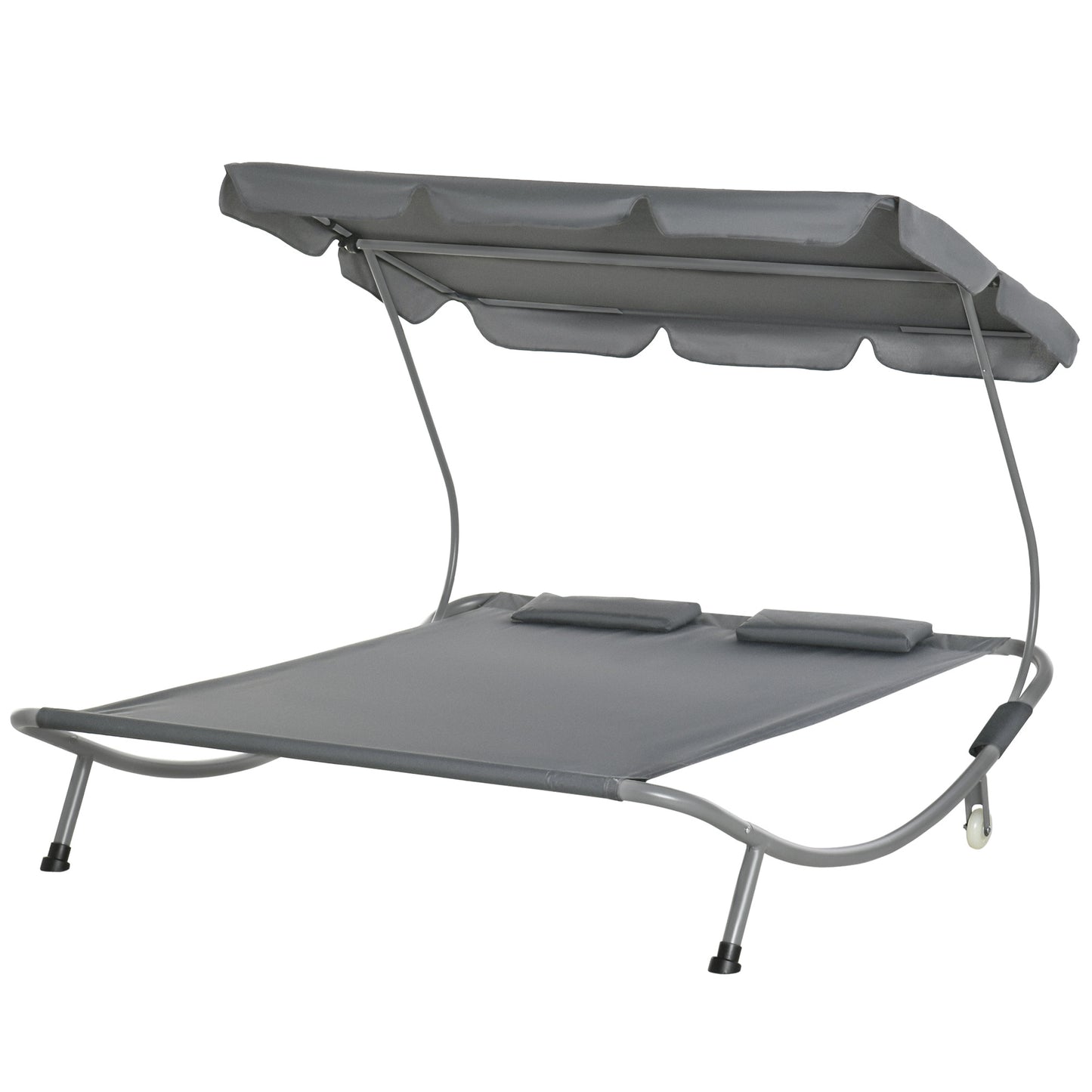 Double Hammock Swing Garden Outdoor Frame Sun Lounger Bed Beds Canopy w/ Pillows