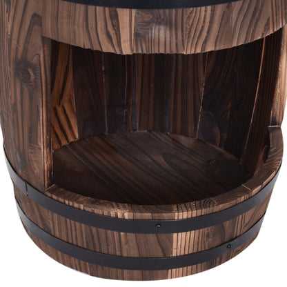 Wood Barrel Pump Garden Fountain Water Feature Flower Planter Stand New