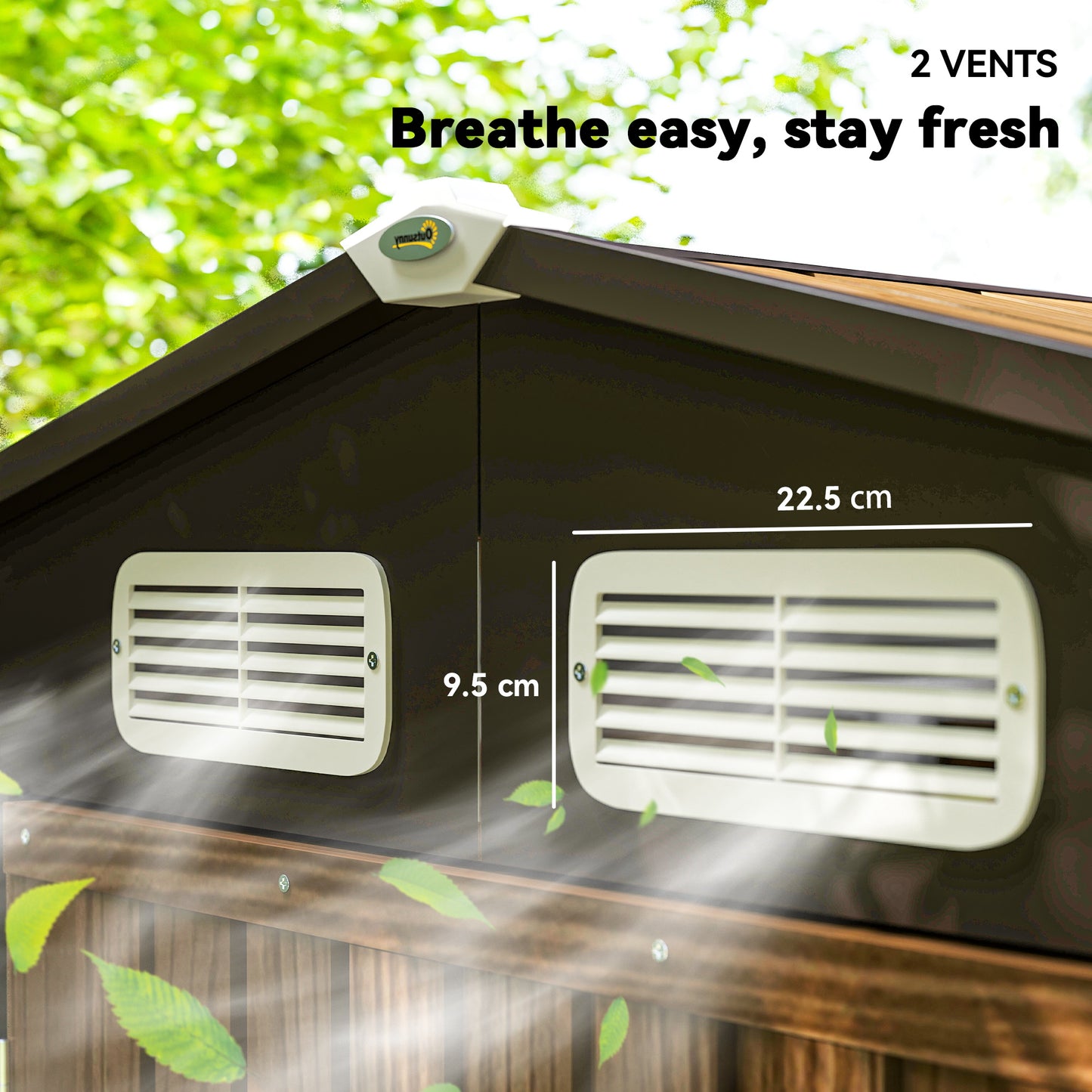 6.2 x 4.3ft Garden Metal Shed with Vent for Garden, Patio, Oak