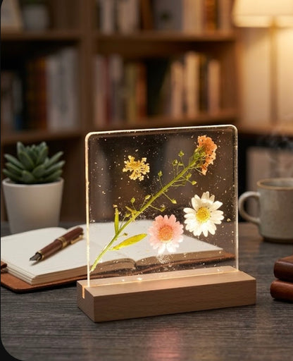 Handmade Floral Resin LED Night Light