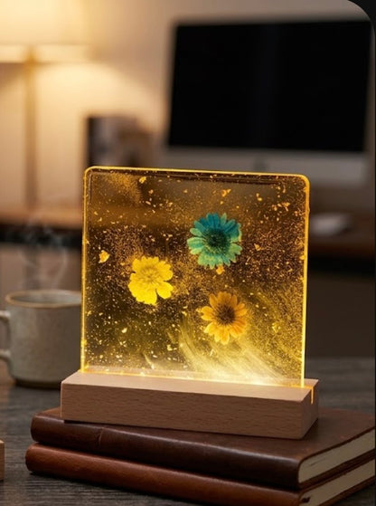Handmade Floral Resin LED Night Light
