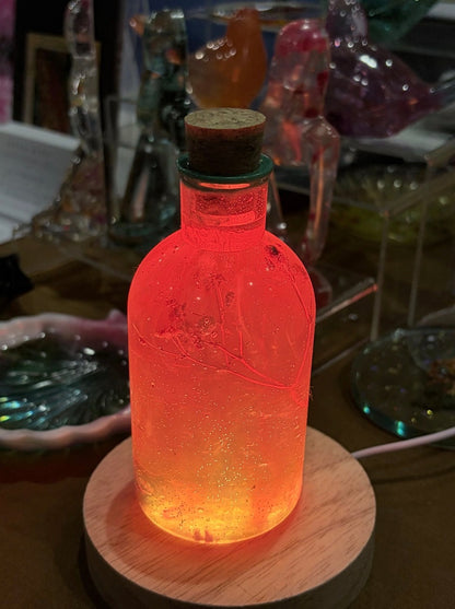 Handmade Floral Bottle LED Table Lamp