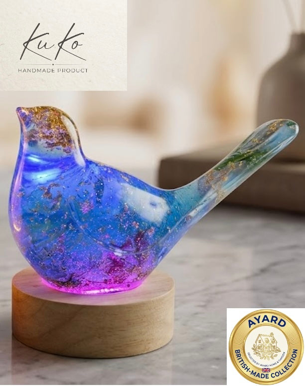 Lamp Table Gift Handmade KuKo Resin Bird Night Light Floral USB LED AYard