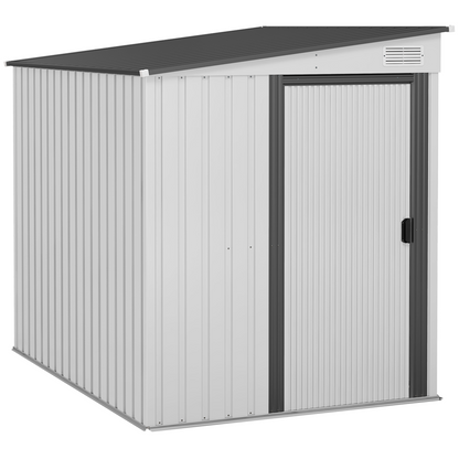 5 x 7ft Lean To Metal Garden Shed with Foundation White