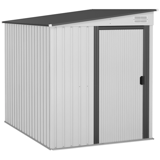5 x 7FT Garden Shed with Foundation Lean to Metal Tool Shed White