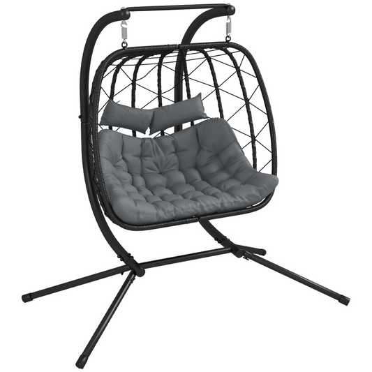 PE Hanging Swing Chair with Thick Cushion, Patio Hanging Chair, Black