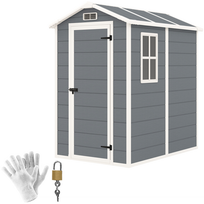6 x 4ft Plastic Garden Storage Shed Grey