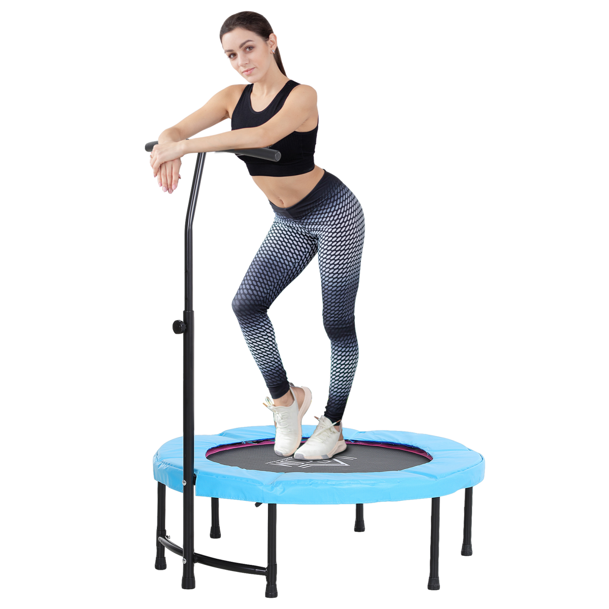 40'' Kids Mini Trampoline, Adult Rebounder Jumper w/ Handle Fitness