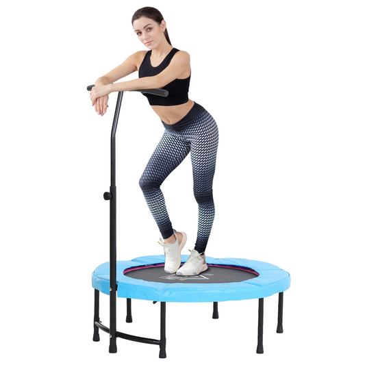40'' Kids Mini Trampoline, Adult Rebounder Jumper w/ Handle Fitness