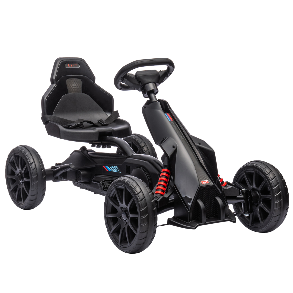 Children Pedal Go Kart with Adjustable Seat, Handbrake - Black
