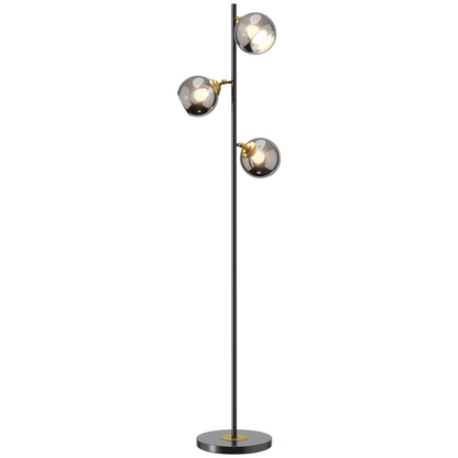 Modern Floor Lamp with Glass Global Shade, 3 Light, for Living Room