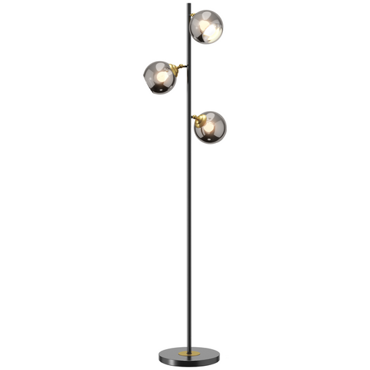 Modern Floor Lamp with Glass Global Shade, 3 Light, for Living Room