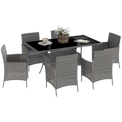 Rattan Dining Set for 6