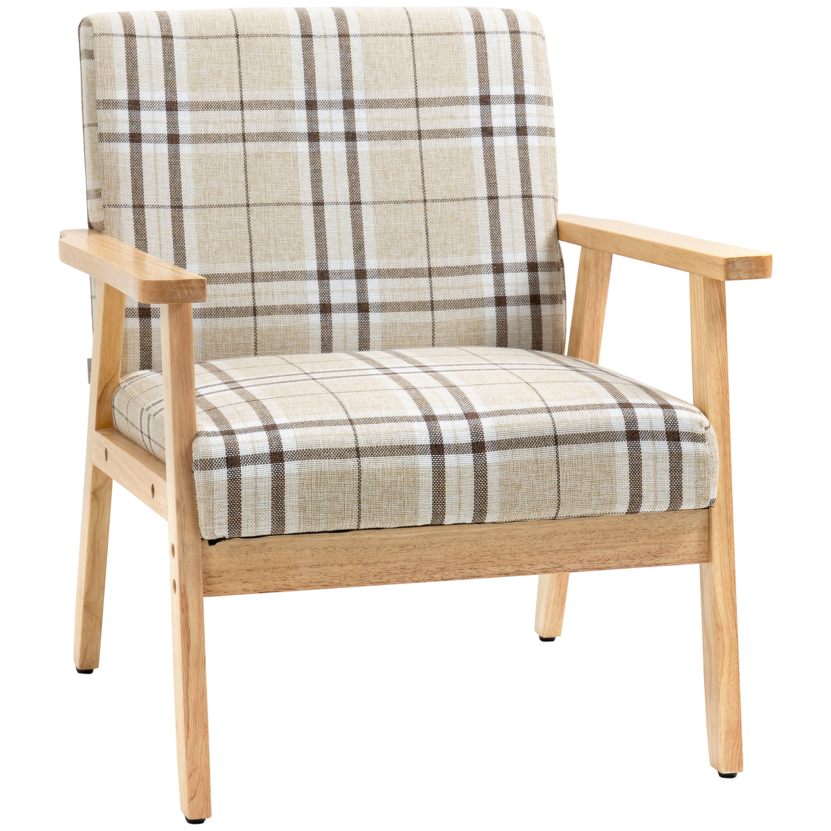 Modern Accent Chairs Upholstered Linen-Feel Living Room Chair Beige