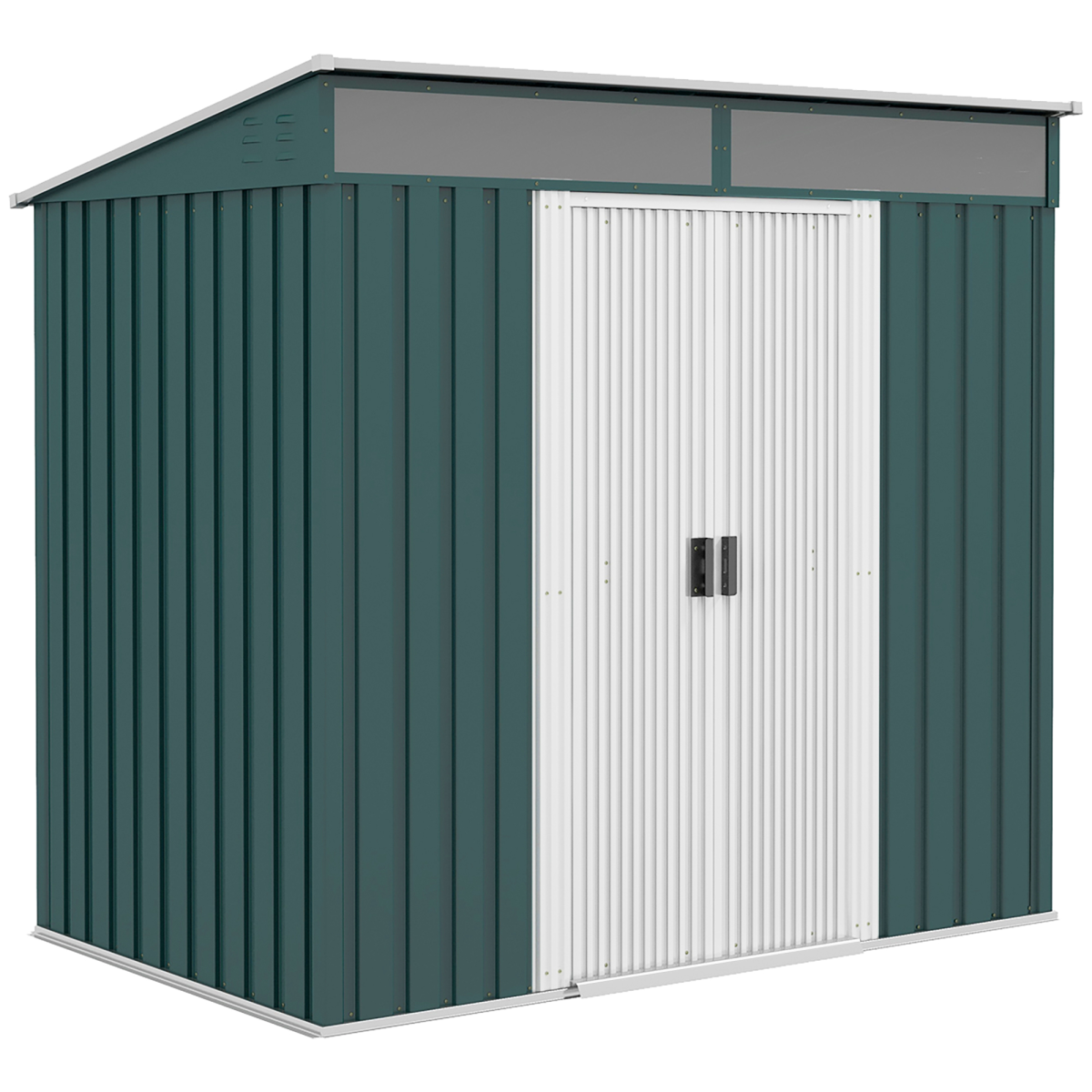 6.5x4FT Garden Shed with Foundation Lockable Metal Tool Shed Green
