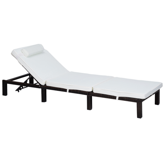 Rattan Sun Lounger Bed-Brown
