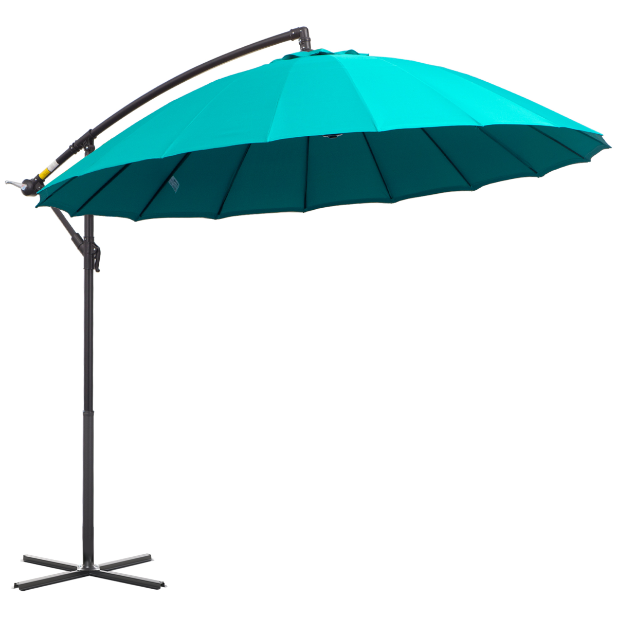 3(m) Cantilever Shanghai Parasol Crank Handle, Cross Base, Turquoise Outsunny