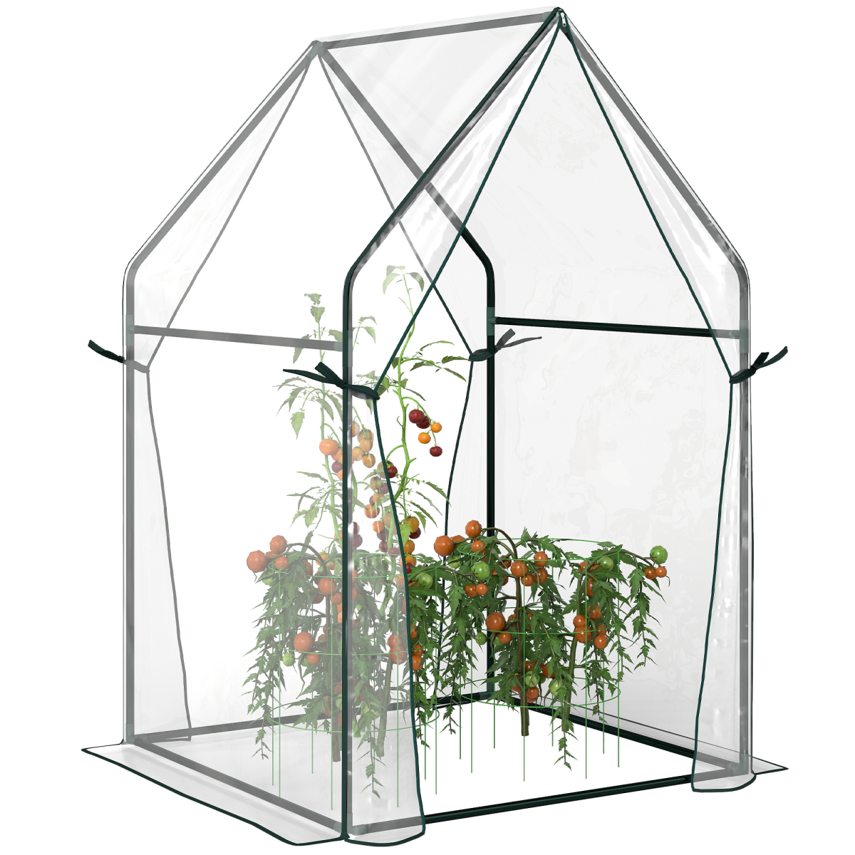 Tomato Greenhouse with 2 Zipped Doors, Outdoor Green House, Clear