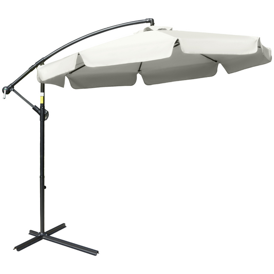 2.7m Garden Banana Parasol Cantilever Crank Cream White