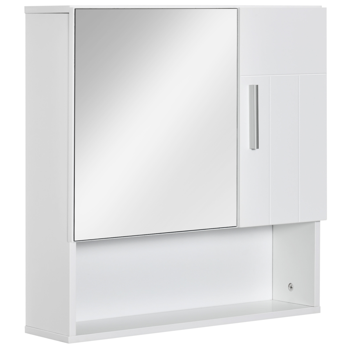 Bathroom Mirror Cabinet Wall Mount Storage Organizer w/ Door, White