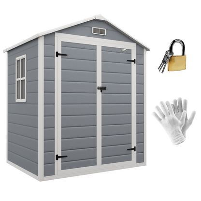6 x 4.5ft Plastic Garden Storage Shed Grey