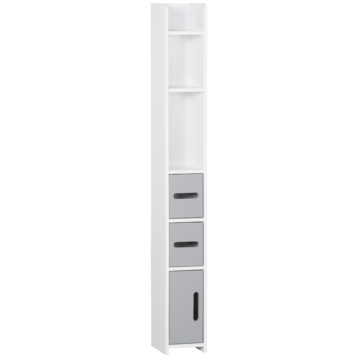 Freestanding Tall Bathroom Cabinet W/ Open Shelves 3 Cupboards, Grey