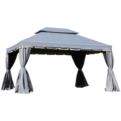 Aluminium Gazebo with 2 Tiers Roof Garden Nets Sidewalls