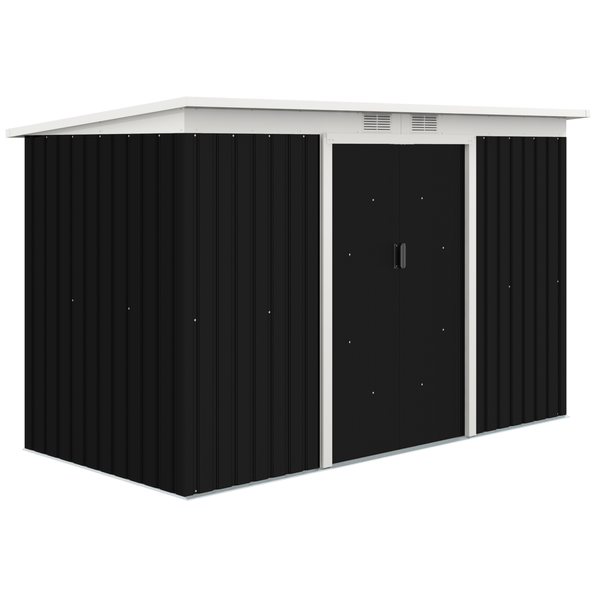 Outdoor Garden Storage Shed w/ 2 Door Galvanised Metal Grey 9 x 4FT