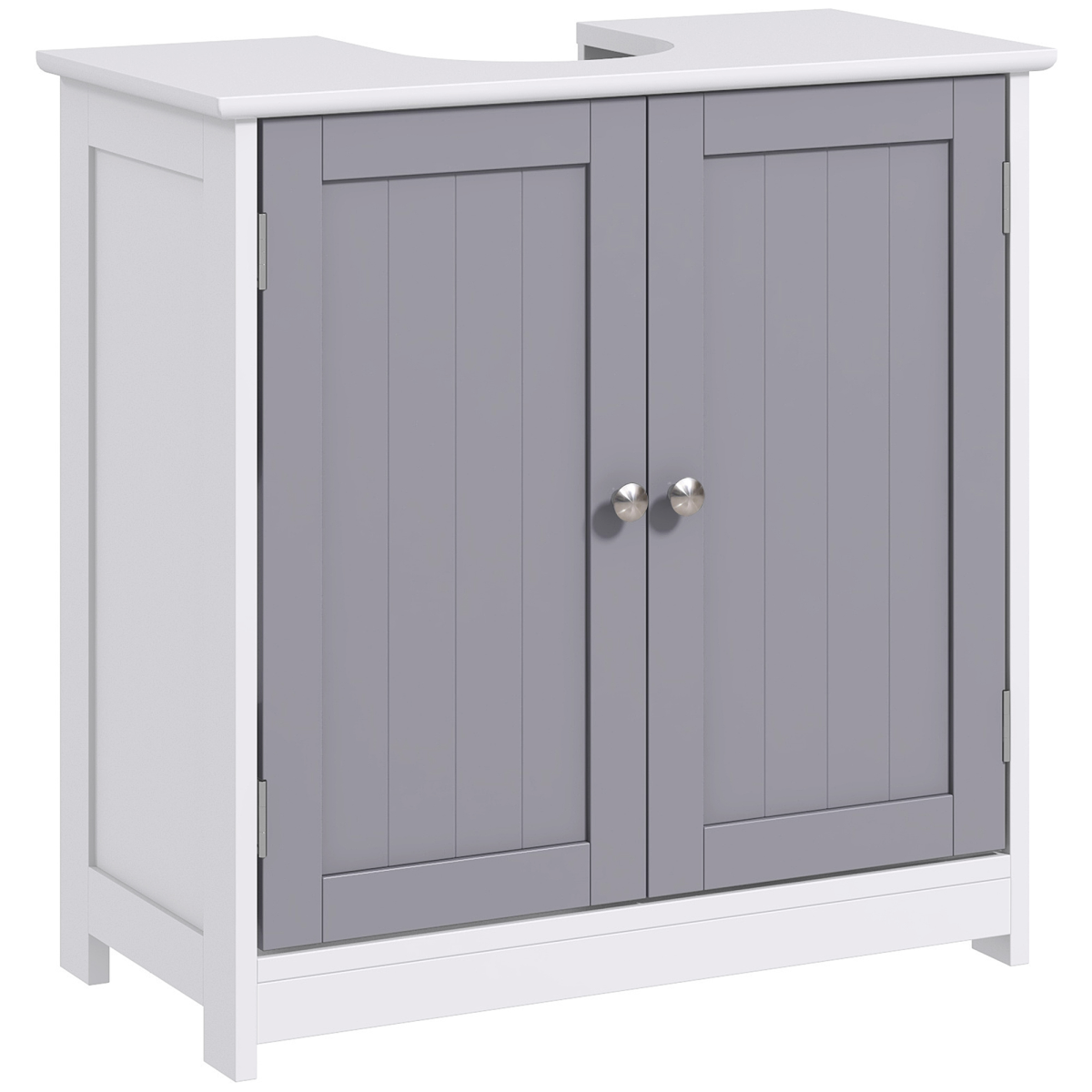 Under-Sink Storage Cabinet w/ Adjustable Shelf Grey White 60x60cm