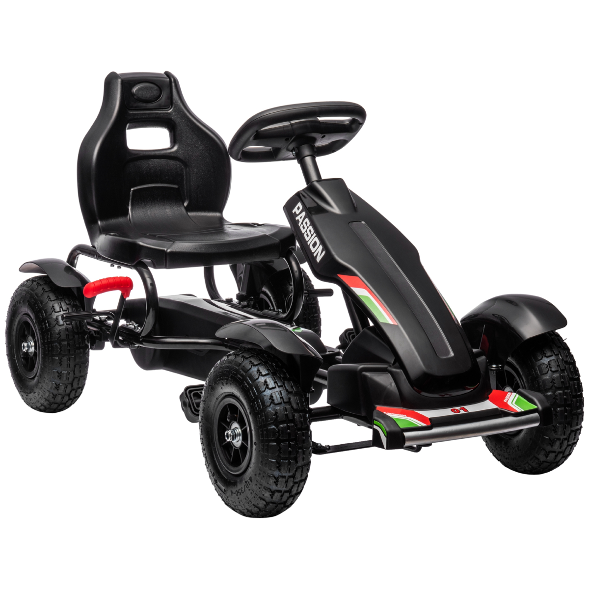 Children Pedal Go Kart w/ Adjustable Seat, Inflatable Tyres - Black